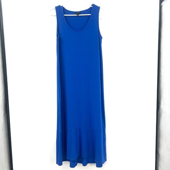 J.Jill Wearever Collection Flounced Hem Elliptical Blue Midi Dress Women's Small - Picture 2 of 9